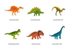 Dinosaurs from Jurassic period. Powerful red spinosaurus with green herbivorous stegosaurus.