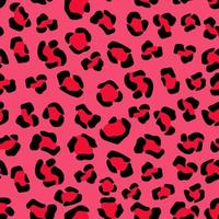 Tiger pink camouflage seamless pattern. Panther crimson spots with black jaguar outlines in vivid red leopard vector color scheme.