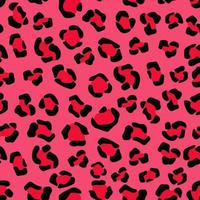 patrón sin costuras de camuflaje rosa tigre. puntos carmesí de pantera con contornos de jaguar negro en un esquema de color vectorial de leopardo rojo vivo. vector