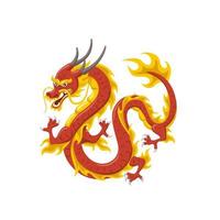 Chinese red dragon symbol of power and wisdom flying isolated on white background vector