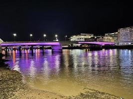 A view of the River Thames in London at night photo