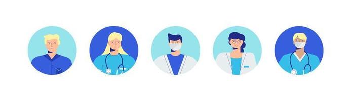 médicos avatares. retratos de profesionales médicos para consultas en redes sociales. vector