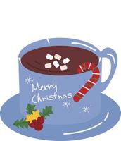 taza de chocolate de navidad. suministros de impresión de navidad. feliz fiesta de navidad gente celebrando navidad ilustración plana. papel de regalo. suministros de impresión navideña vector