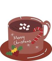 taza de chocolate de navidad. suministros de impresión de navidad. feliz fiesta de navidad gente celebrando navidad ilustración plana. papel de regalo. suministros de impresión navideña vector