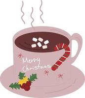 taza de chocolate de navidad. suministros de impresión de navidad. feliz fiesta de navidad gente celebrando navidad ilustración plana. papel de regalo. suministros de impresión navideña vector