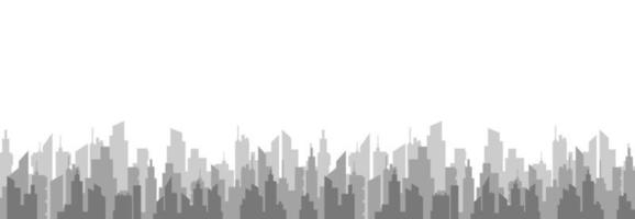 City daytime abstract landscape. Gray silhouettes skyscrapers with shadows metropolis on background of white vector sky.