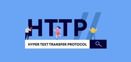 Protocolo de transferencia de hipertexto http. Tecnologías de programación y codificación y software web gráfico digital. vector