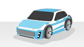 vehículo eléctrico sport blue car en piso y fondo claros. coche ecológico para tecnología futura. vector