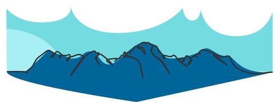 Mountains Simple flat color single continuous line drawing. Vector illustration for nature and landscape concept design