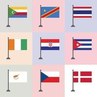 comoras congo costa rica costa de marfil croacia cuba chipre república checa dinamarca plantilla de diseño de bandera vector
