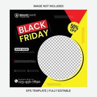 Black Friday Social Media Post Template Design vector