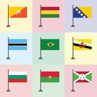 Bhutan Bolivia Bosnia and Herzegovina Botswana Brazil Brunei Bulgaria Burkina Faso Burundi Flag Design Template vector