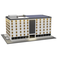 Apartment house roof with solar panels electric car charger in building smart home solar house 3d illustration png