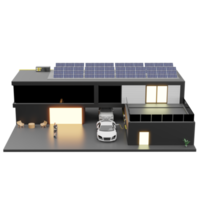 carregador elétrico carin o telhado da casa de construção e painéis solares casa inteligente solar fotovoltaica ilustração 3d png