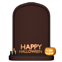 ilustración 3d de calabaza de lápida de halloween png