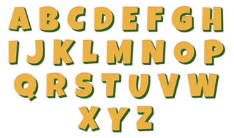 3d golden alphabet set png