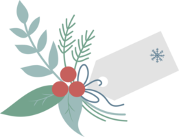 Gift tag with winter bouquet png