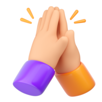 3d Human hands clapping and applause. Business succes, teamwork, agreement and ovation concept. High quality isolated render png