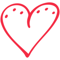 Simple red heart, hand drawn illustration in doodle style. Valentine's day, love, romance. Transparent PNG clipart