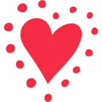 gemakkelijk rood hart, hand- getrokken illustratie in tekening stijl. Valentijnsdag dag, liefde, romantiek. transparant PNG clip art