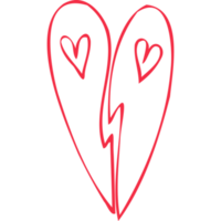 Simple red heart, hand drawn illustration in doodle style. Valentine's day, love, romance. Transparent PNG clipart