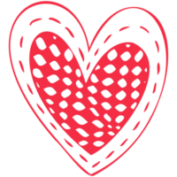 einfaches rotes Herz, handgezeichnete Illustration im Doodle-Stil. Valentinstag, Liebe, Romantik. transparente PNG-Cliparts png