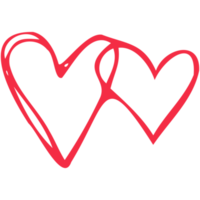 coração vermelho simples, ilustração desenhada à mão em estilo doodle. dia dos namorados, amor, romance. clipart png transparente