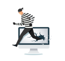 hacker, ladrão invadindo um computador png