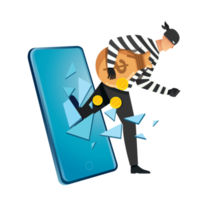 Hacker, thief hacking into smartphone png