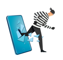 Hacker, thief hacking into smartphone png