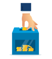 hand putting coin into a box for donations png