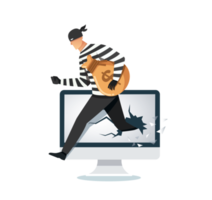 hacker, ladrón pirateando una computadora png