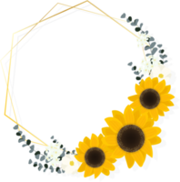 piatto stile girasole eucalipto con d'oro telaio ghirlanda png