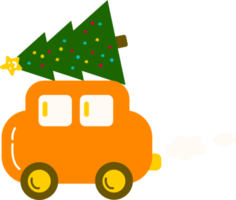 Christmas car carrying tree .Christmas print supplies. png