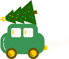 Christmas car carrying tree .Christmas print supplies. png