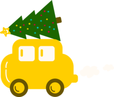 Christmas car carrying tree .Christmas print supplies. png