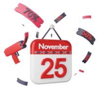 3D Calendar icon with promotion sale discount png