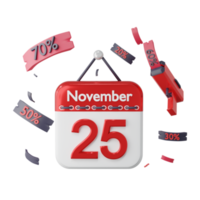 3D Calendar icon with promotion sale discount png