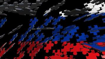 animiertes Puzzle russische Flagge Grafikbewegung 4k video