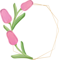coroa de flores de tulipa rosa dourada png