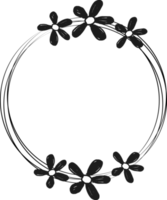 hand drawn minimal doodle flower wreath png