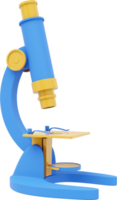 Cartoon blue microscope. 3D rendering. PNG Icon on transparent background