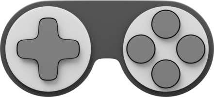 Minimalistic console game controller. PNG gray icon on transparent background. 3D rendering.