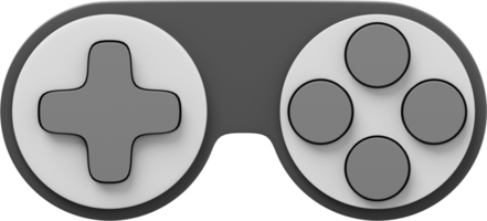 Minimalistic console game controller. PNG gray icon on transparent background. 3D rendering.