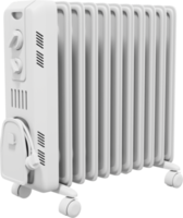 elektrische Ölradiatorheizung. weißes png-Symbol auf transparentem Hintergrund. 3D-Rendering. png