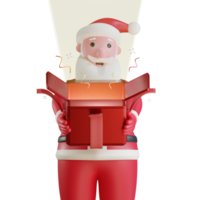 3d de kerstman claus opening verrassing doos png