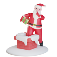 3d santa claus in the chimney png