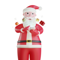 3d santa claus send gifts via smartphone png