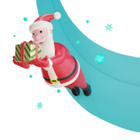 3d santa claus flytande gåva ger png