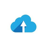 blue upload on cloud icon logo vector